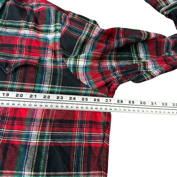 Polo Ralph Lauren Western Flannel Shirt Mens XXL Red Plaid Elbow Pads Pearl Snap - Picture 9 of 11
